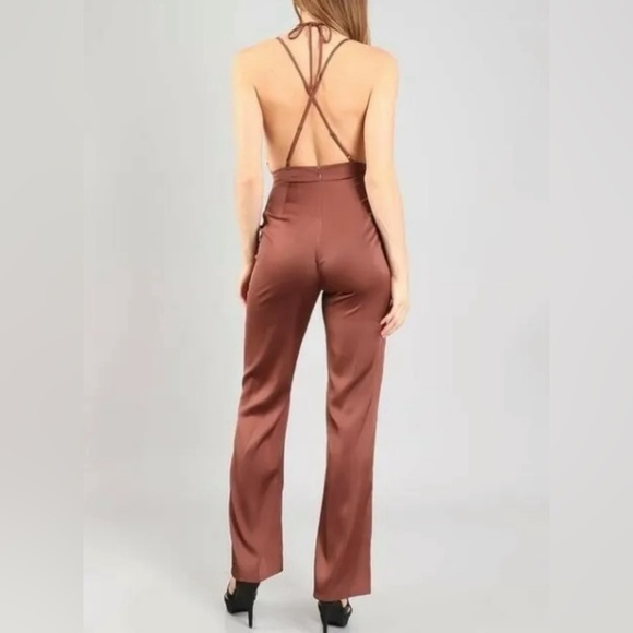 Miss Avenue brown sequins open back jumpsuit - Picture 8 of 15